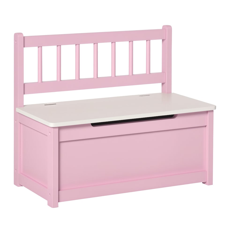image 1 of 2 In 1 Wooden Toy Box, Kids Seat Bench Storage Chest, 60 x 30 x 50cm White | 60 x 30 x 50cm