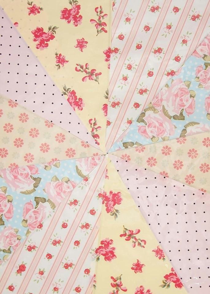 image 1 of Yellow and Peach Shabby Chic Vintage Print Party Bunting 10m with 20 Pennants