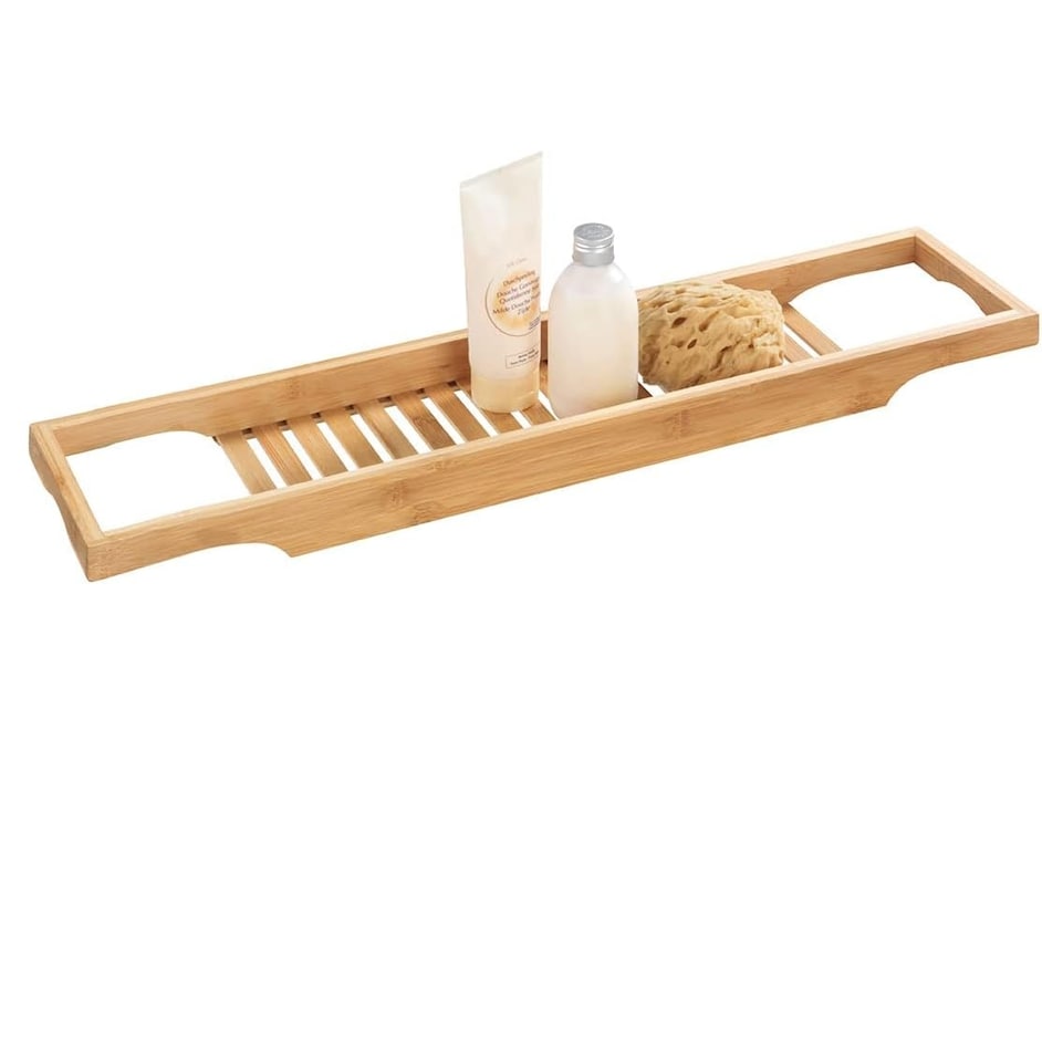 image 1 of Bamboo Bath Board - Bathtub rack - Bath Tray Organiser - Bath Caddy