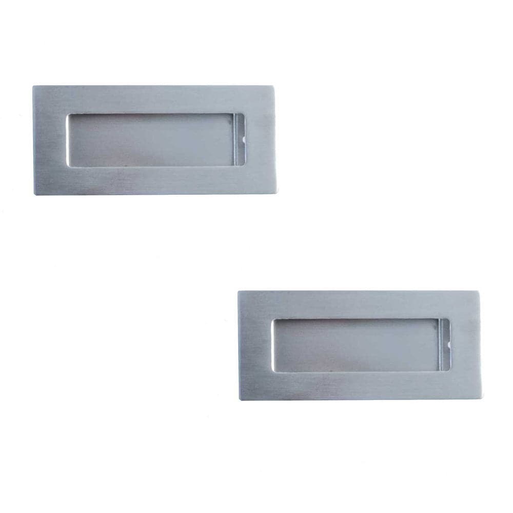 2 PACK Premium Satin Stainless Steel Flush Pulls 100x50mm for Modern Doors - Recessed Door Handle