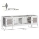 image 7 of PawHut Rabbit Hutch, Guinea Pig Cage w/ Slide Out Tray & Bunny Run, Grey