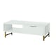 image 1 of Modern White Coffee Table with Storage, Gold Metal Legs and Handles, Stylish Centre Table for Living Room and Lounge