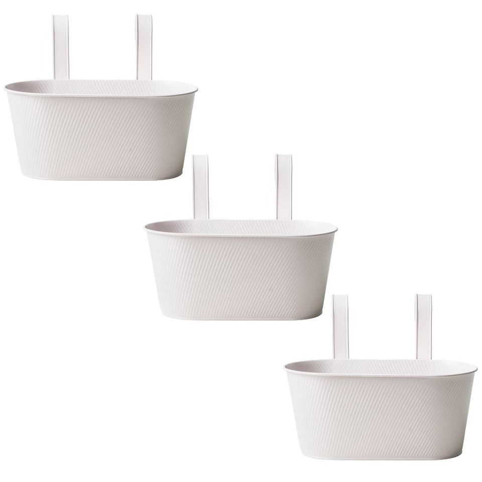 FabFinds Over Fence Lined Planter White 26.5cm 3 Pack