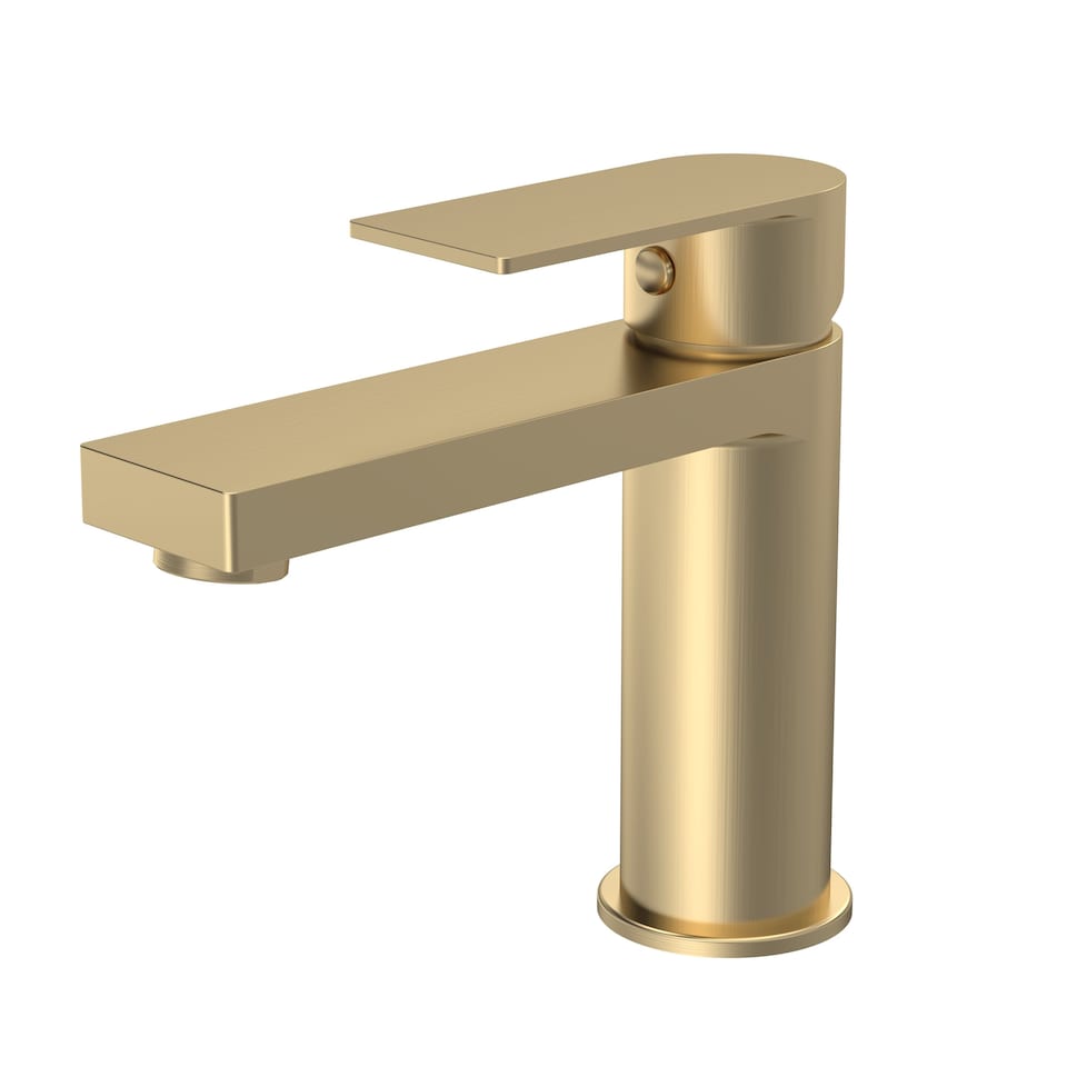 image 1 of Square Mono Basin Mixer Tap Push Button Waste Brushed Brass | Copper | Brushed Brass | 1