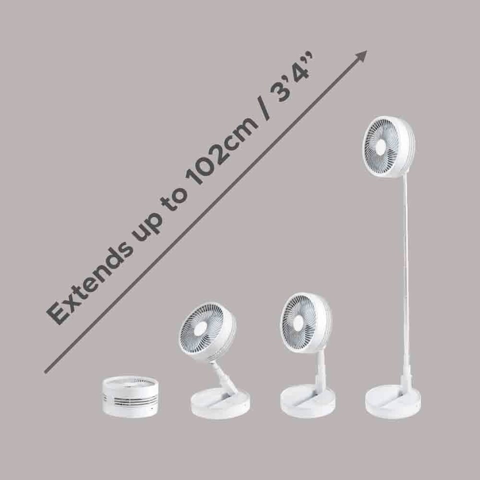 image 1 of Lifemax Rechargeable 19cm Folding Fan - 25-100cm height adjustment