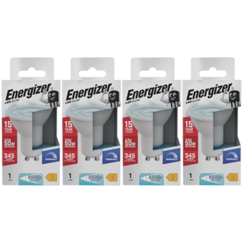 image 1 of Energizer LED GU10 345lm 3.6W 6500K (Daylight) Dimmable Light Bulb - Pack of 4