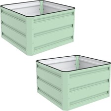 Raised Metal Planters in Sage Green (2x Planters 60x60cm) | Green