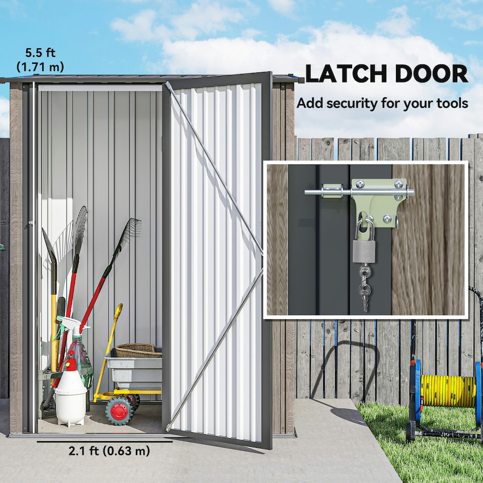 image 1 of Outsunny Outdoor Storage Shed Steel Garden Shed w/ Lockable Door Light Grey 