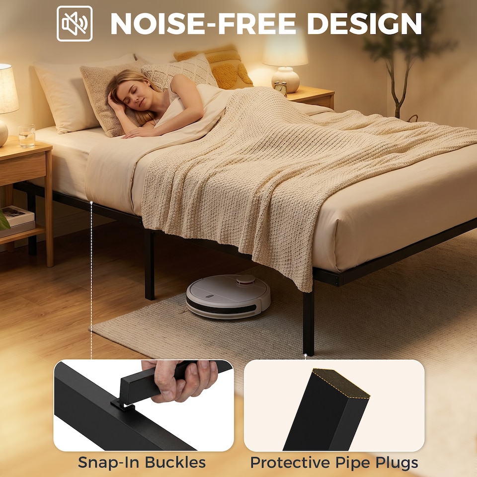 image 1 of HOMCOM 3ft Single Bed Frame with Underbed Storage, No Box Spring Needed