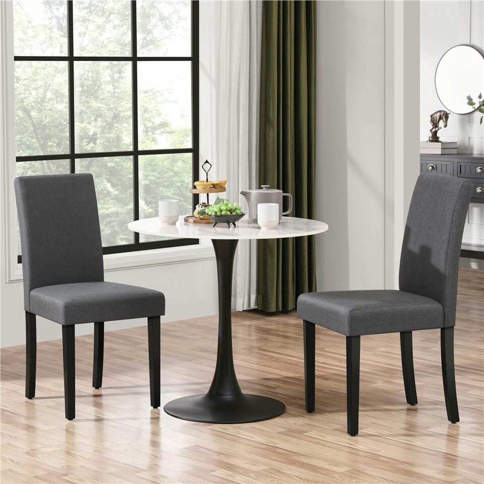 image 1 of Yaheetech Set of 2 Faux Leather Dining Chairs Grey | Dark Grey