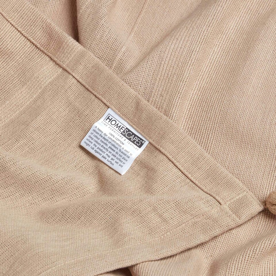 image 1 of Homescapes Cotton Rajput Ribbed Beige Throw - 225 x 255 cm | Cream