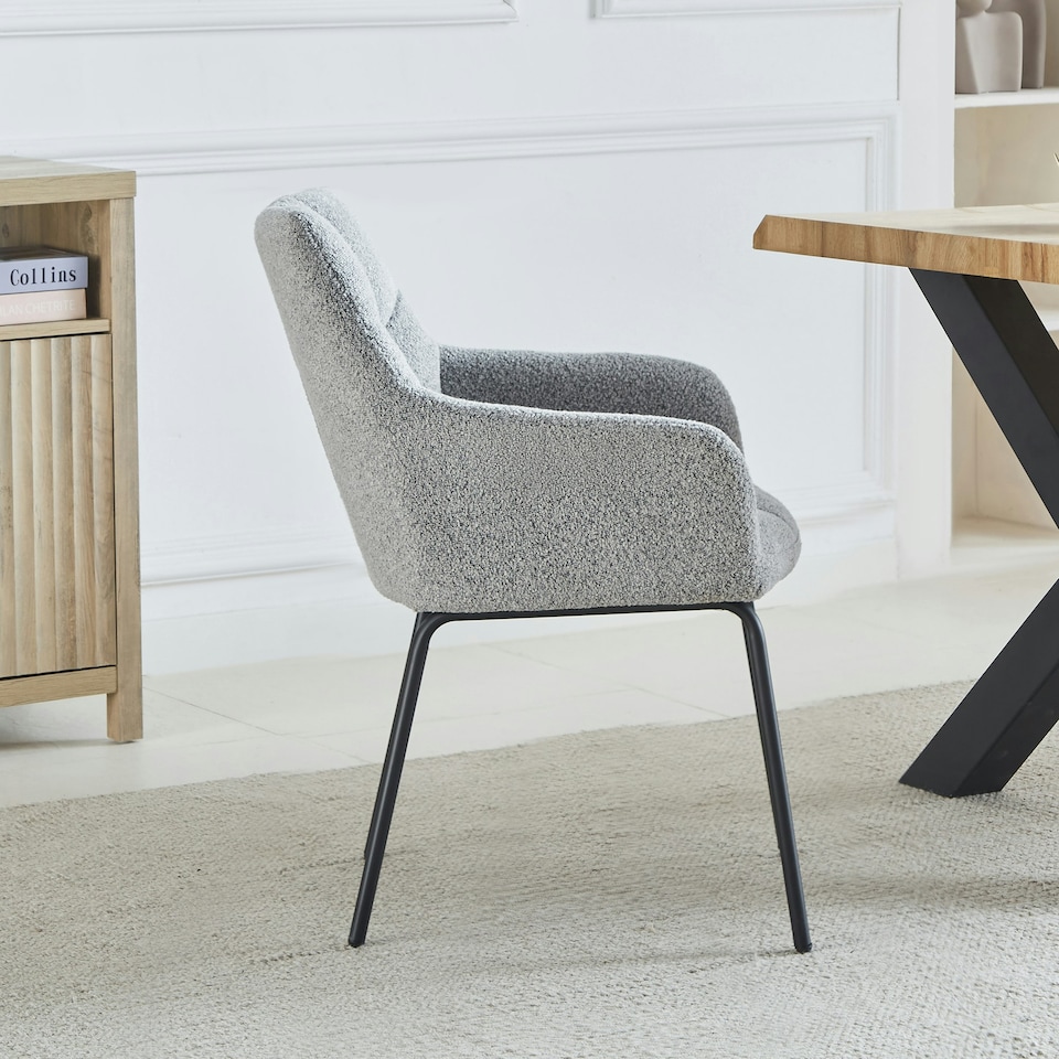 image 1 of Set of 2 Maranello Fabric Dining Chairs - Light Grey
