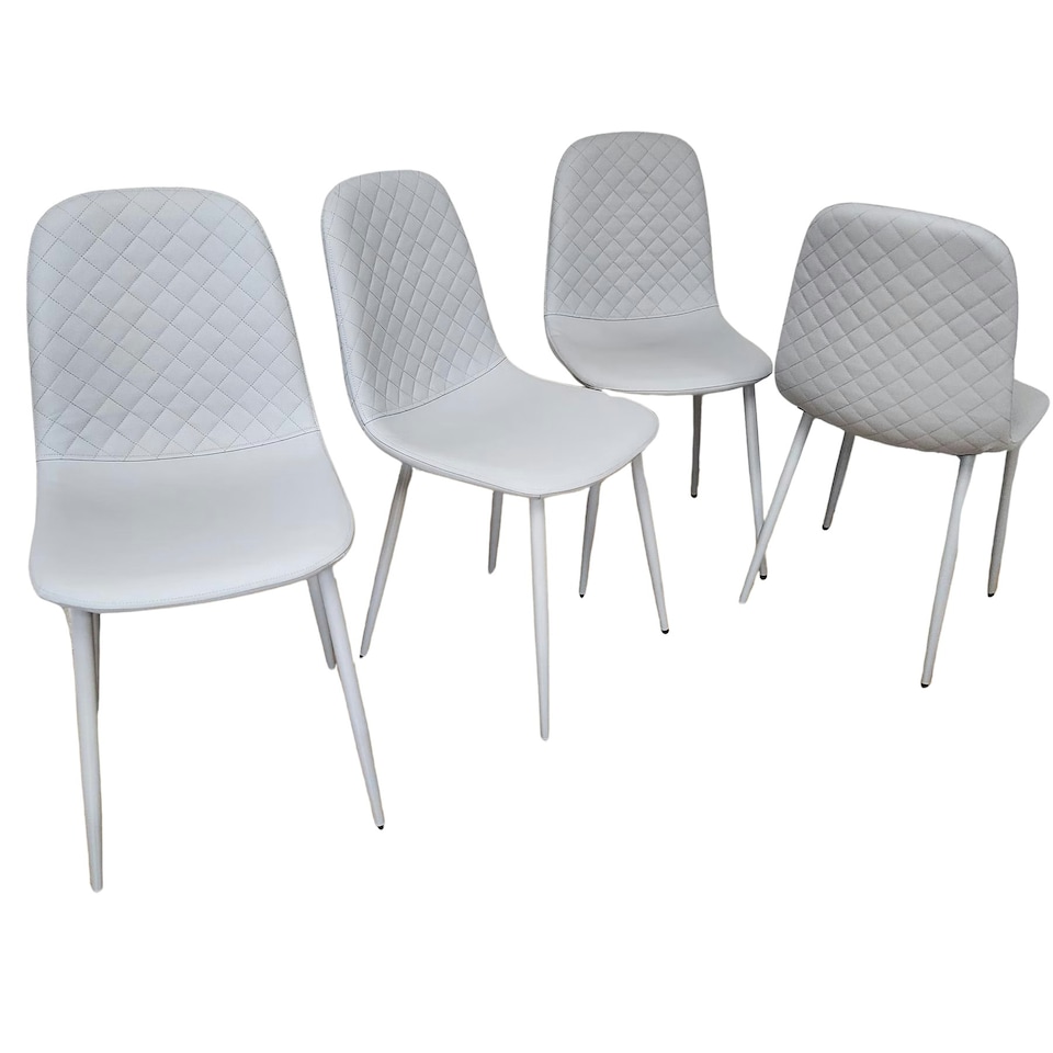 image 1 of Dining Chairs Set of 4 Grey Leather Kitchen Chairs Grey