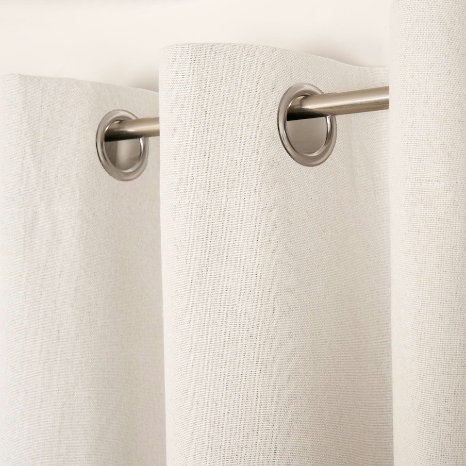 image 1 of OHS Woven Textured Blackout Eyelet Curtains, 46x54" - Cream