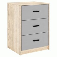 Oak 3-Drawer Bedside Table Grey | Colour: Cool Grey