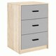 image 1 of Oak 3-Drawer Bedside Table Grey | Colour: Cool Grey
