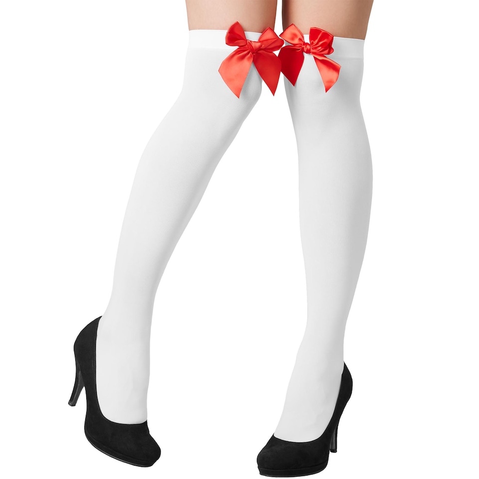image 1 of Knee high socks with Red Bow