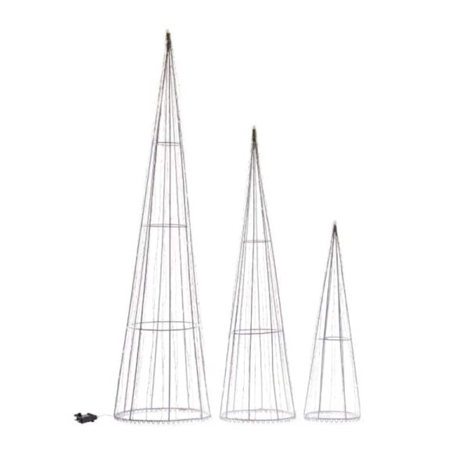 image 1 of Multi Function LED White Tree Cone Trio with 640 Cool White LEDs