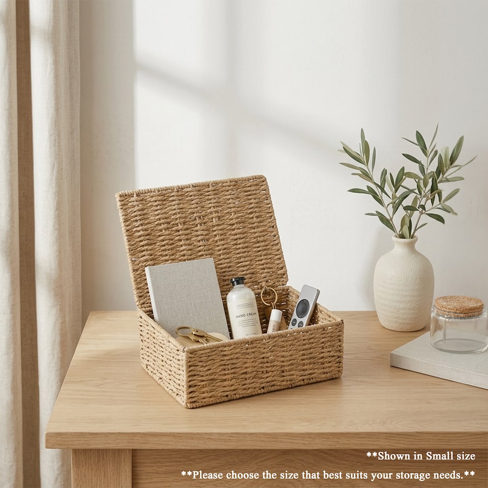 image 1 of Wickerfield Paper Rope Storage Boxes with Lids