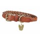 image 1 of Digby & Fox Plaid Leather Dog Collar - Tan - XS - Neckline: 10in-13.5in