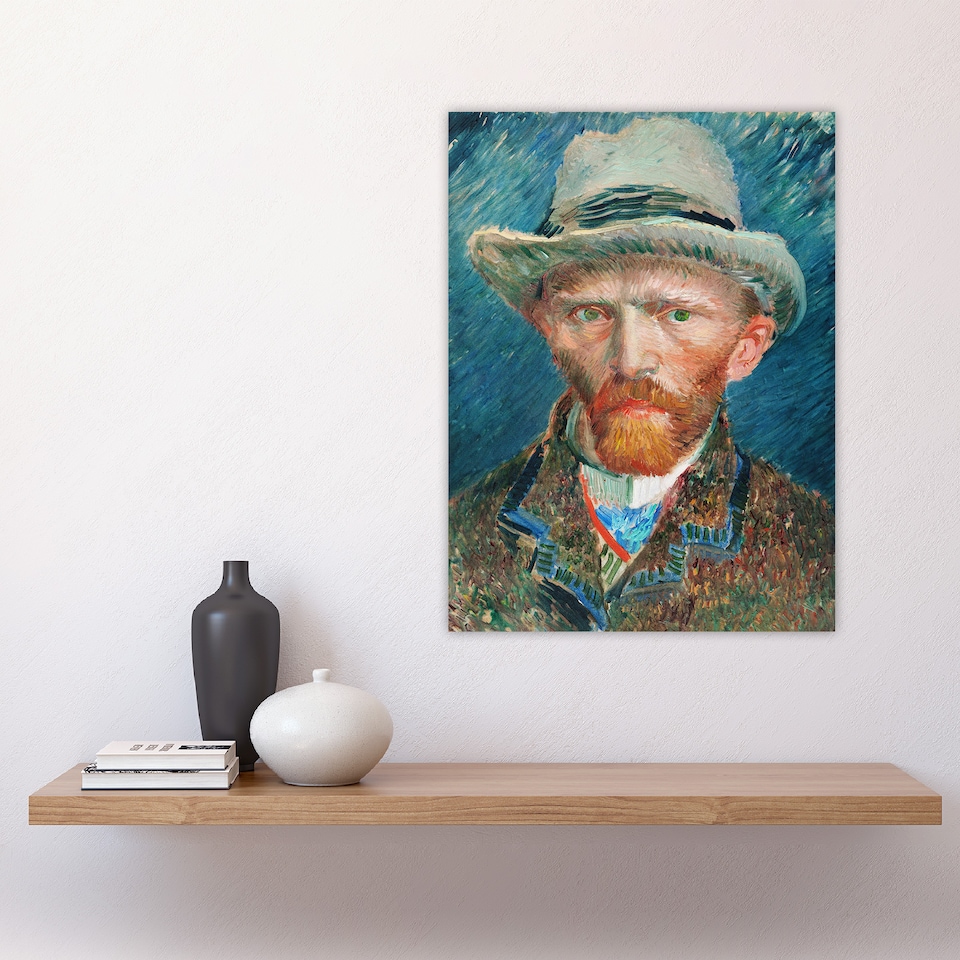 image 1 of Self Portrait With Hat Van Gogh Vintage Huge Wall Art Print 18X24 In