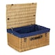 image 1 of 62cm Buff Wicker Picnic Basket with Lining | Blue | Blue | One Size