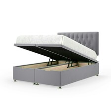 Silver Plush Velvet Ottoman Base and Lona Headboard Small Double N/A