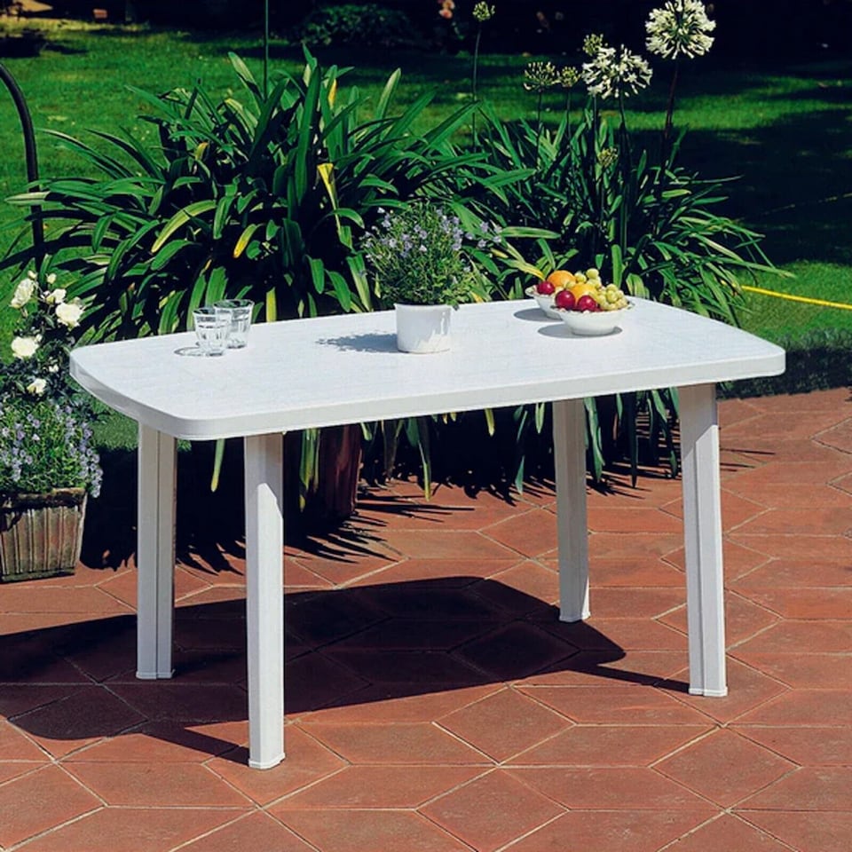 image 1 of Plastic Large Outdoor Dining Garden Table | White | 1