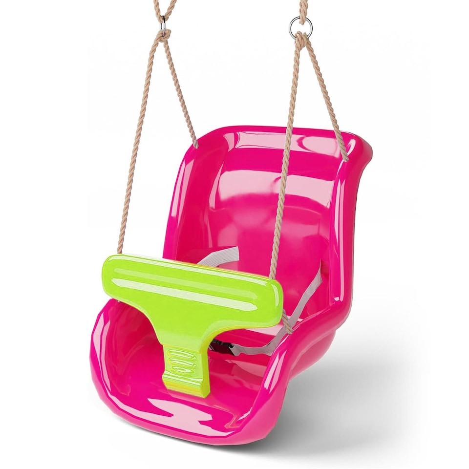image 1 of The Magic Toy Shop Pink Toddler Swing Chair Adjustable Kids Outdoor Playground Swing Seat