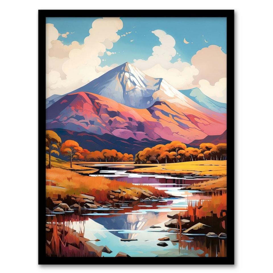 image 1 of Ben Nevis Glen Scotland Landscape Tranquil Black Framed Wall Art Print A4