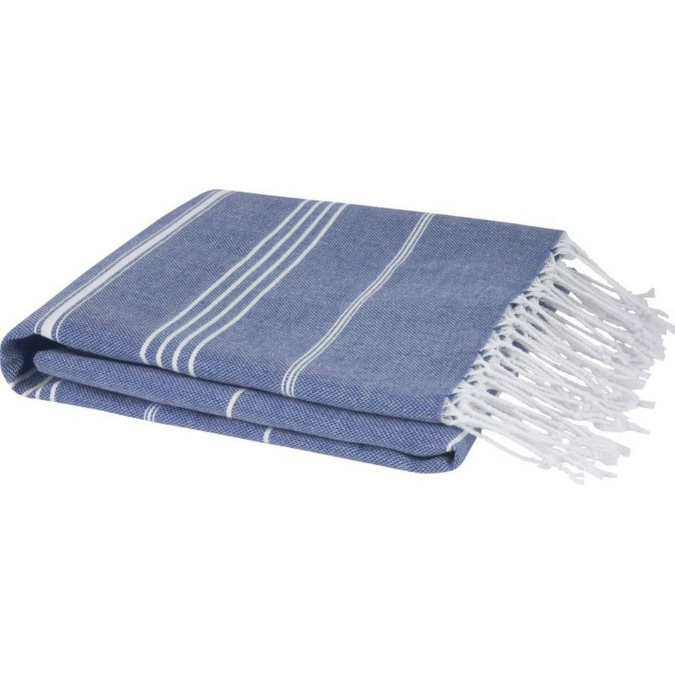 image 1 of Anna Hammam Striped Cotton Beach Towel - Navy - One Size