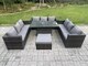image 1 of Fimous 10 Seater Rattan Garden Furniture Sofa Set Outdoor Adjustable Rising Lifting Dining Table Set with Big Footstool Dark Grey Mixed
