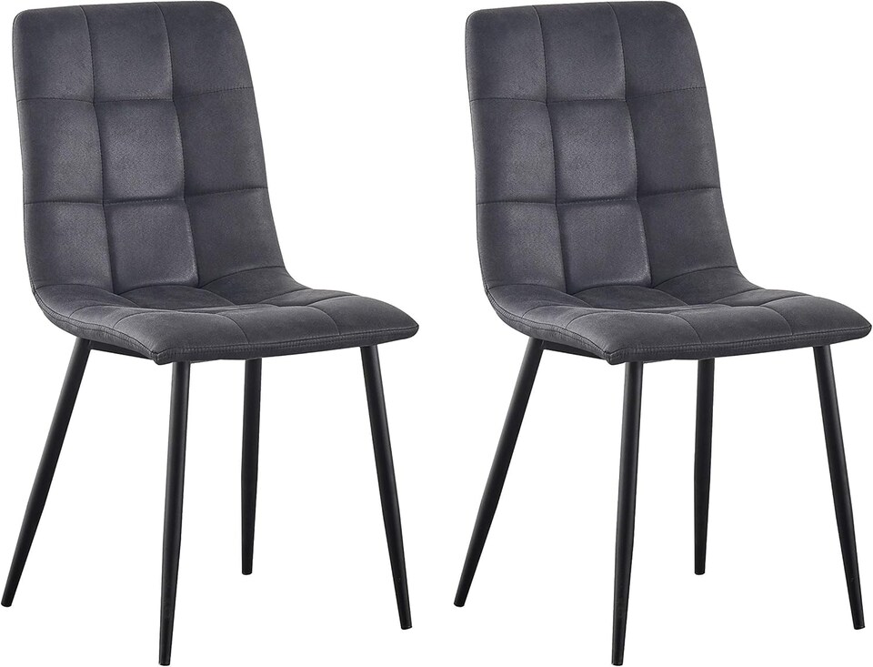 image 1 of MCC Direct Henri Faux Suede Leather Dining Chairs Set of 4 Dark Grey