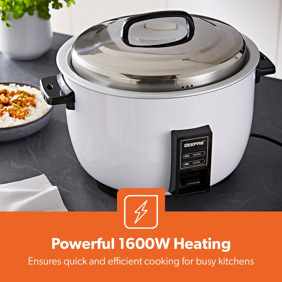 image 1 of GEEPAS 4.2L Commercial Rice Cooker Aluminium Pot 1600W White