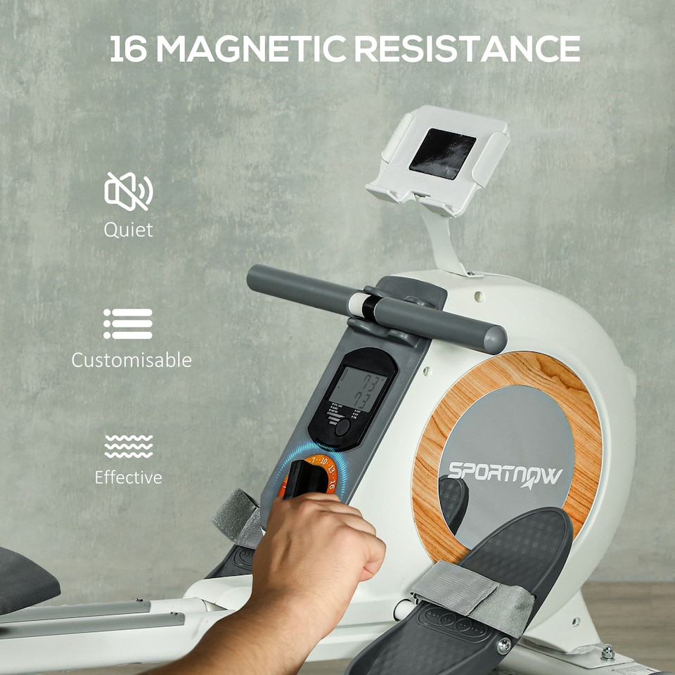 image 1 of SPORTNOW Rowing Machine, 16-Level Magnetic Rower Machine