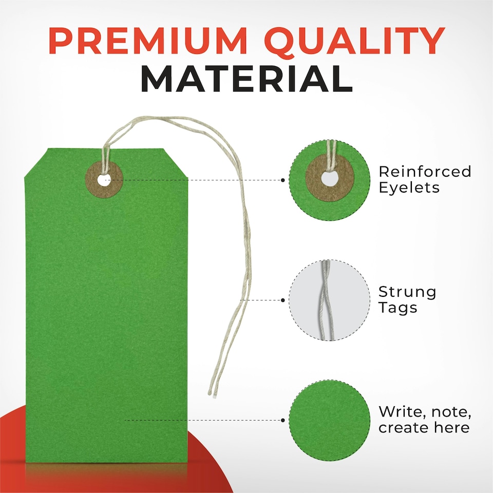 image 1 of Box of 1000 Green Strung Tags 120mm x 60mm