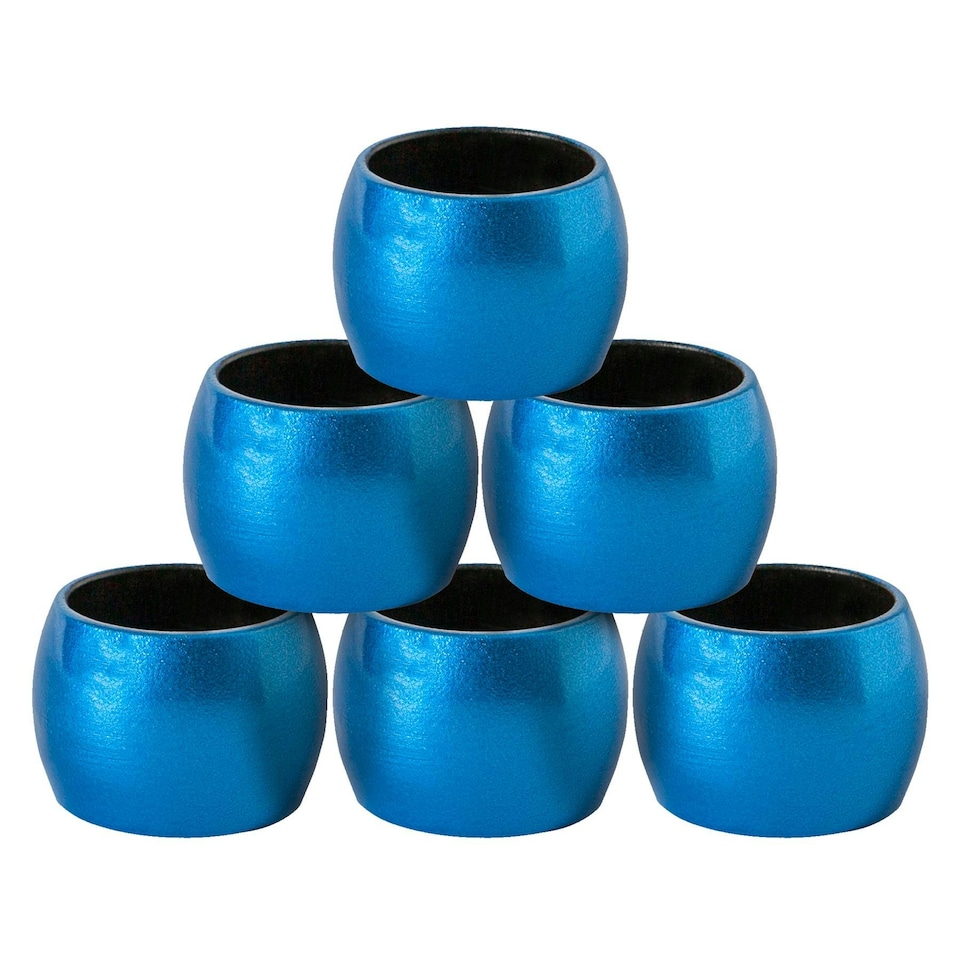 image 1 of Argon Tableware Metallic Napkin Rings - 4.5cm - Blue - Pack of 6 | Blue | Blue