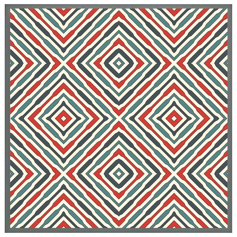 image 1 of Repeated squares and rhombuses ornamental abstract tribal motif (Picture Frame) Brown | Oak | M