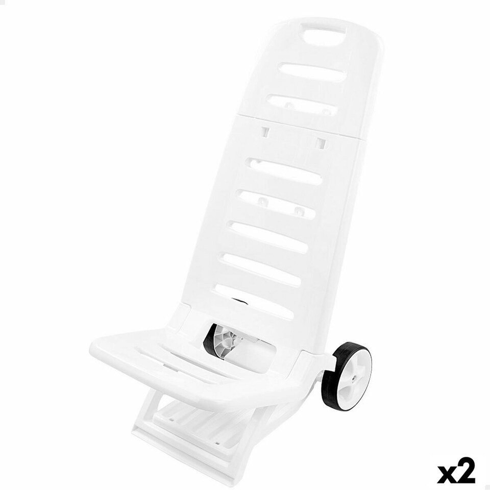 image 1 of Beach Chair Aktive White Wheels 40 x 84 x 44 cm (2 Units) N/A