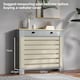 image 7 of HOMCOM Radiator Cover with Drawer, Horizontal Slatted Grill, Grey Painted MDF Wood Cabinet Shelf Heating Cover for Living Room Bedroom Hallway, Medium