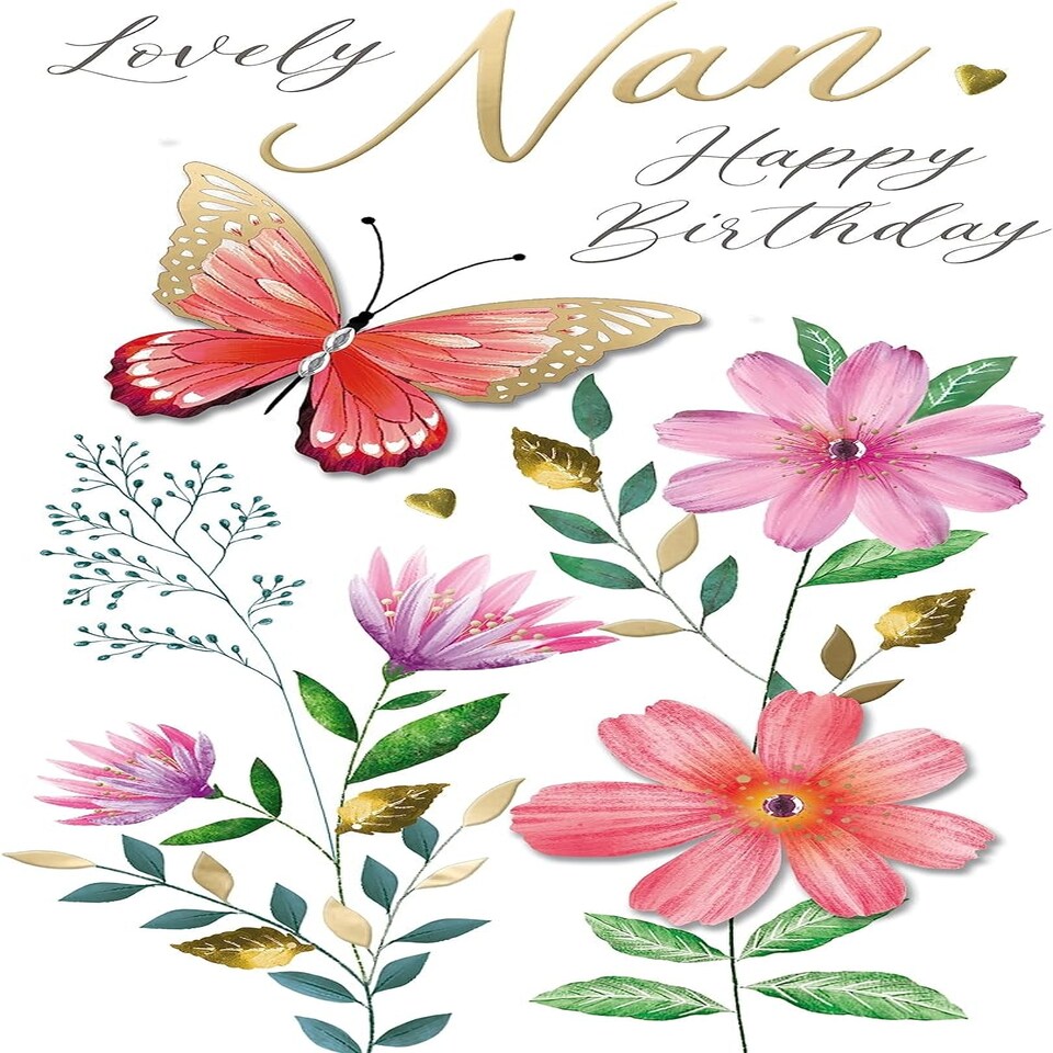 image 1 of Embellished Butterflies Lovely Nan Happy Birthday Card