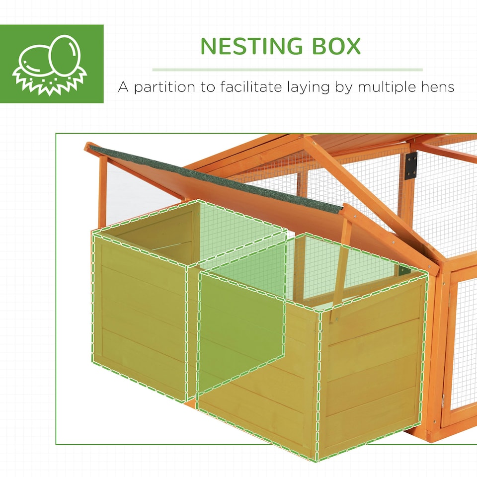 image 1 of PawHut Wooden Chicken Run with Nesting Box, Openable Roof, for 4-8 Chickens