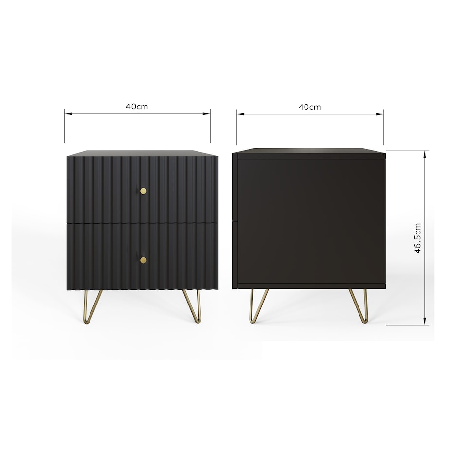 image 1 of Thalia Ribbed 2 Drawer Bedside Table