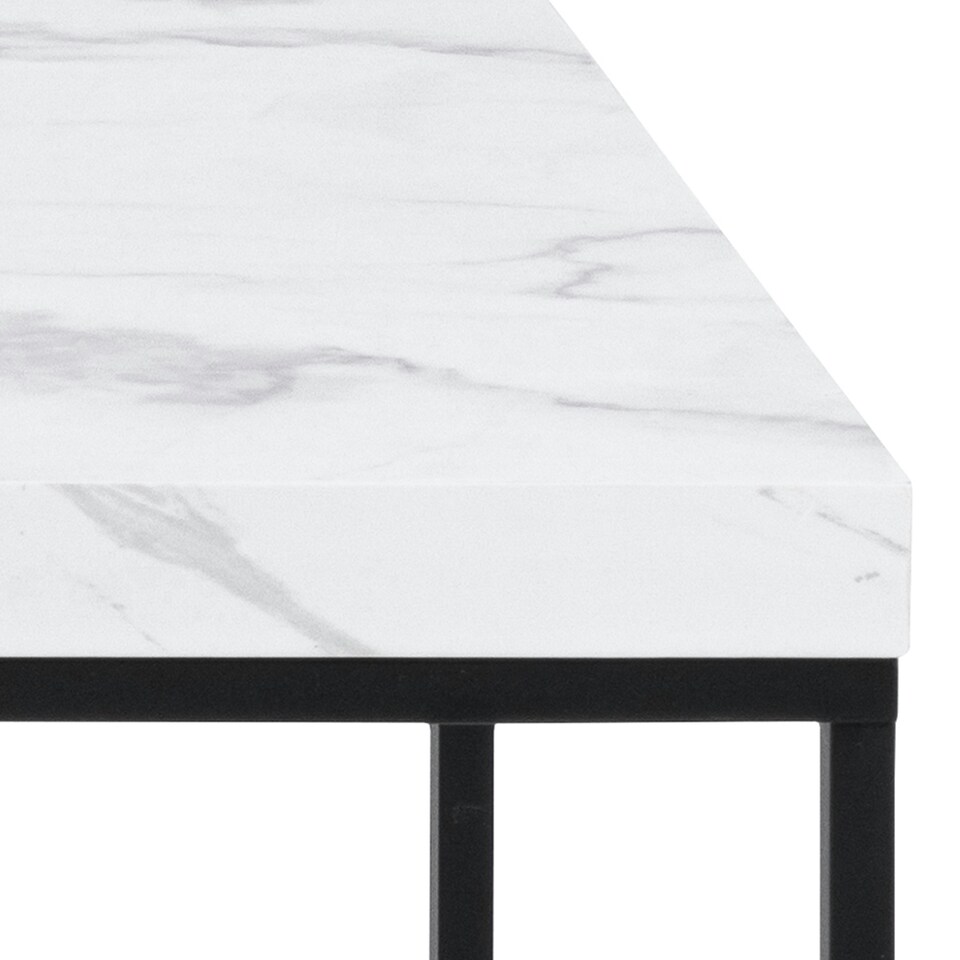 image 1 of Barossa Coffee Table with White Marble Effect Top & Black Steel Base 110x55x45cm