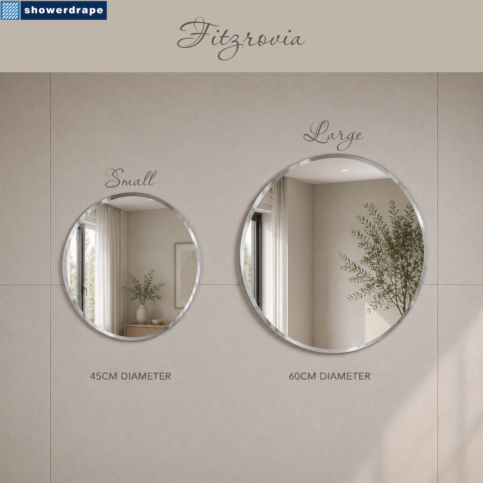 image 1 of Showerdrape Fitzrovia Round Wall Mounted Frameless Bevelled Edge Bathroom Mirror 60 x 60cm | Chrome | Mirror | 1