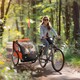 image 1 of HOMCOM 18m  2-Seat Child Bike Trailer for Kid w Steel Frame Seat Belt Orange