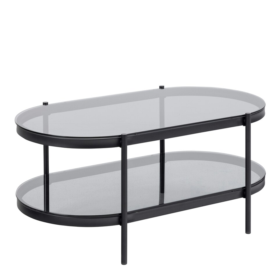 image 1 of Bayonne Oval Coffee Table with Smoked Glass Top