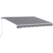 Outsunny Garden Sun Shade Canopy Retractable Awning, 2.5 x 2m Grey | Dark Grey