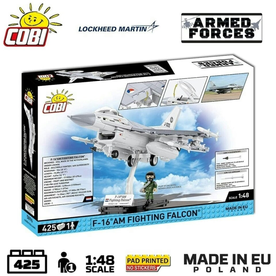 image 1 of F-16 AM Fighting Falcon plane brick model - COBI 5896 - 425 bricks