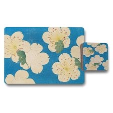 Set Of 12 Placemats And Coasters With Designer Artwork And Wood Bottom